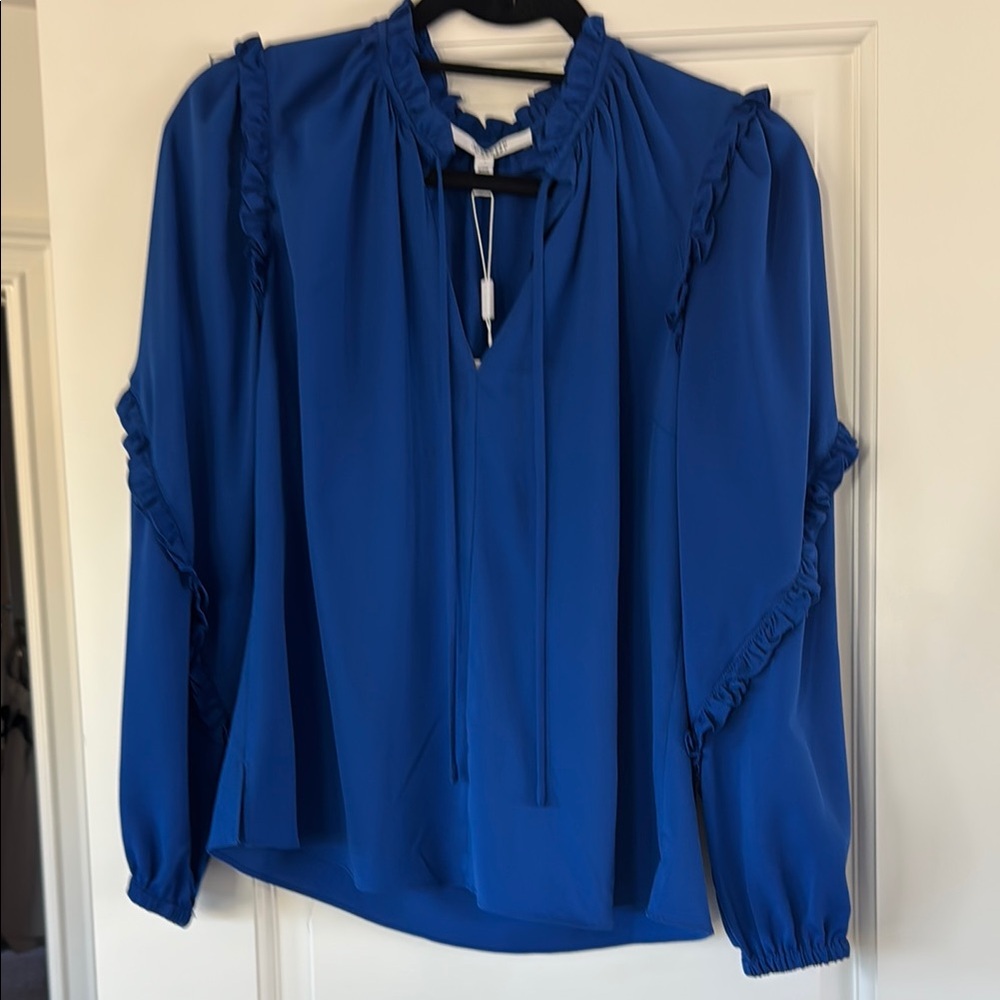 10 Crosby Derek Lam Royal Blue Ruffled Blouse
